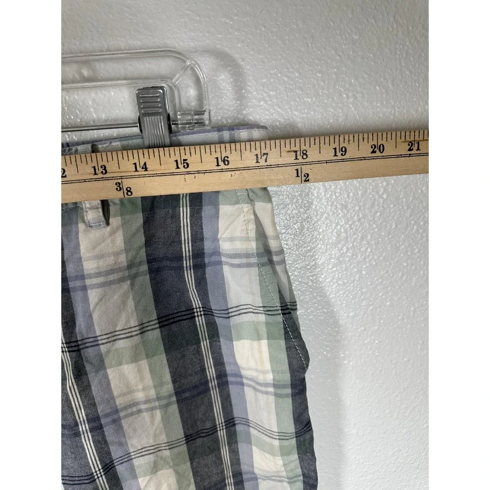 Sonoma Shorts Mens‎ 34 Gray Green Blue Plaid 100% Cotton Casual Classic
